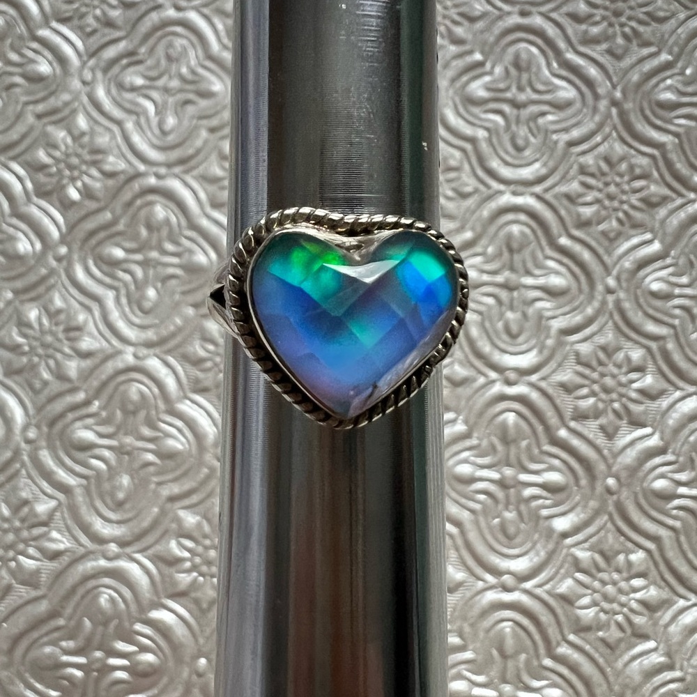 Vintage Heart-Shaped glass Opal Ring